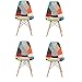 Mediawave Store - Sedia Fantasy Tessuto Patchwork 48x54x85cm con Gambe in Legno e Seduta Morbida, Fantasia Etnica, Moderno, Stile e Arredo, Camera, Salone, Ufficio, Sedia Patchwork Colorata (4 pz)