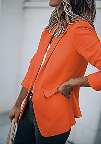 YMING Womens Casual Lapel Long Sleeve Blazer Open Front Work Jackets Button Solid Color Office Cardigan with Pockets3