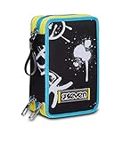 Seven Astuccio Scuola 3 Zip, Nero, Abstract Graffity Boy, Triplo Scomparto...