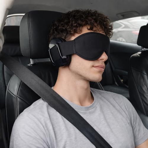 Protection auditive pour dormir + masque de sommeil 3D, anti-bruit, cache-oreilles insonorisés + masque pour les yeux, améliore le sommeil, protection contre le bruit réglable, casque de sommeil – vue 5