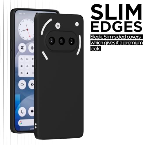 Image of Outlouders Back Cover for Nothing Phone 3A | Camera Protection | Durable Soft Matte Silicone Bumper Case (Black)