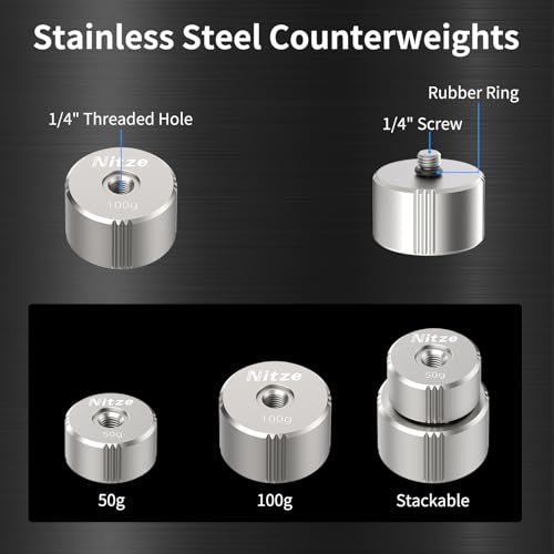 Nitze Counterweight Kit Compatible with DJI RS 4 Pro/RS 4/ RS 3 Pro/RS 3/ RSC 2/ RS 2 Stabilizers, with Mounting Clamp and 50g / 100g Counterweights - N28-S4 by Nitze - Image 4