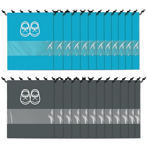 Image of Heart Home Pack of 24 Travel Shoe Organizer | Storage Bags | Travel Carrying Bag | Storage Organizers Set | Shoe Cover with Transparent Window | Shoe Dori Cover | Sky Blue & Gray
