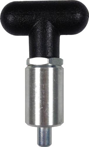 Pull Pin - T-Handle - 1-1/2" Length x 1" Diameter Aluminum Barrel - with Lockout - 3/8" Diameter Steel Spring-Loaded Plunger