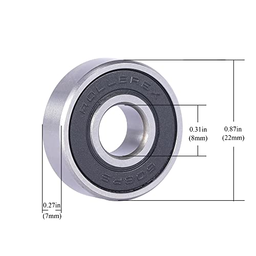 Rollerex 608-2Rs Wheel Bearings 20-Pack (For Any Product Using Skate Wheels) (Carbon Steel) - For Inline, Roller Blade, Rollerskate, Skateboard, Ripstik & More #TOP1
