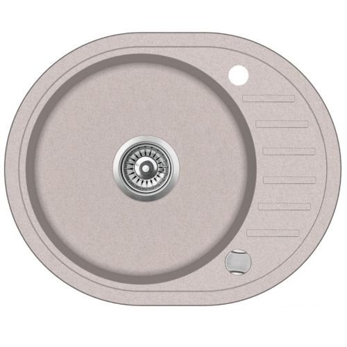 Spüle Spülbecken Granit 59x46 cm Einzelbecken Küche Einbauspüle Verbundspüle Küchenspüle beige gesprenkelt + Drexexcenter + Siphon Waschbecken