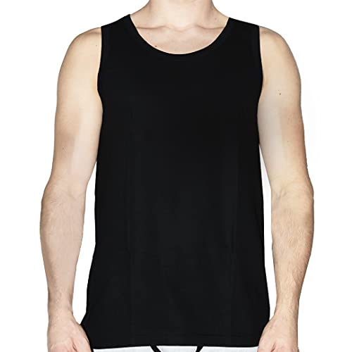 Camiseta interior para hombre (paquete de 3) de algodón, fabricada en Italia, elástica, Negro , 5XL grande