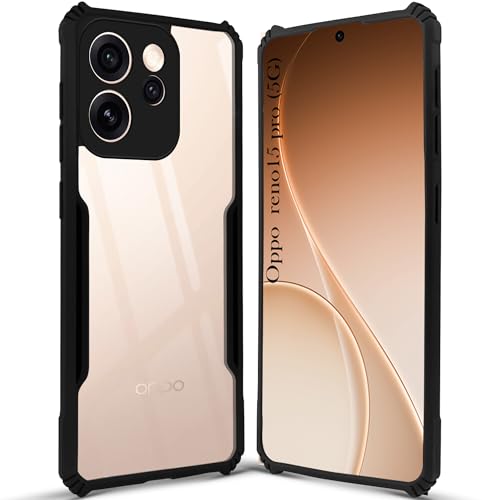 Image of Jkobi Hybrid Back Cover Case for Oppo Reno15 Pro 5G | Oppo Reno 15 Pro 5G (Shockproof with Polycarbonate Clear Panel | Professional Black)