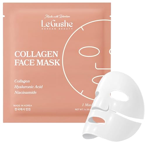 LE GUSHE Hydrogel Face Masks with Collagen and Niacinamide, Korean Collagen Face Mask for Daily...