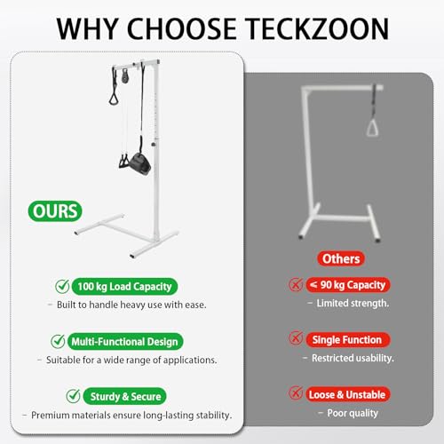 TECKZOON Unabhängiger Aufrichthilfe für Senioren, 130-175CM höhenverstellbar Bettlift mit Multifunktional Trapezgriff, Riemenscheiben und Riemen, Stabiler Bettaufrichter, Aufrichthilfe bis 100 kg