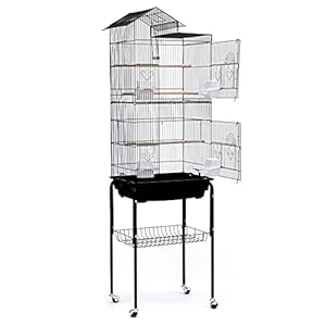 vogelkooi, metalen vogelkooi, volière, niet gemakkelijk te roesten en corrosie, inclusief dennenstokken en voederbakken…