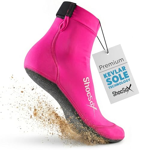 ShocSox Beach Volleyball & Sand Soccer Socks No-Holes Guaranteed Soles for Maximum Protection (US Alpha Large Regular Regular Pink)