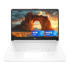 HP Portátil estudiantil HD de 14 pulgadas, Intel Celeron N4500, RAM DDR4 de 4 GB, eMMC de 64 GB, gráficos Intel UHD, cámara HD 720p, copiloto, carga rápida, Wi-Fi 6, Windows 11S, color blanco