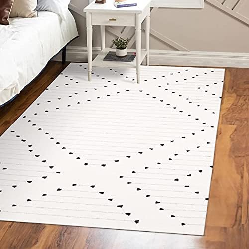 LIVEBOX White Rug for Bedroom,4' x 6' Washable Area Rug Cotton Carpet for Living Room,Boho Throws Rug Farmhouse Indoor Outdoor Rugs for Entryway Dining Room Porch
