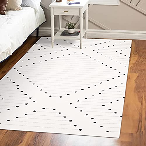 Livebox White Rug For Bedroom,4' X 6' Washable Area Rug Cotton Carpet For Living Room,Boho Throws Rug Farmhouse Indoor Outdoor Rugs For Entryway Dining Room Porch #TOP13