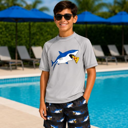 Image of iXtreme Boys Swim Set - 2 Piece Rash Guard Short Sleeve Swim Shirt and Boys Swim Trunks for Infants Toddlers & Big Boys
