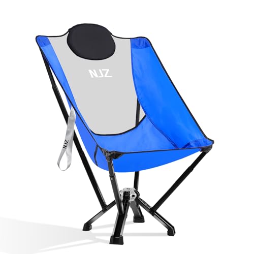 High Back Camping Chairs for Adults - 600 LBS Capacity Stable Outdoor Folding Chair with Comfortable Backrest & Headrest, Quick Setup - Portable Chair for Road Trip, Sports, Car Camping - Blue