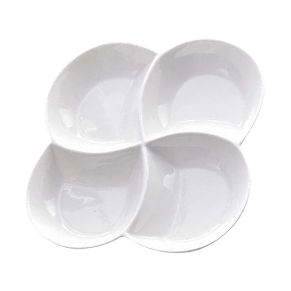 BESPORTBLE Assiette Compartimentée en Céramique 22x22x3 Cm Plateau-Repas à 4 Compartiments pour Déjeuner et Collation Maison Pratique et Empilable