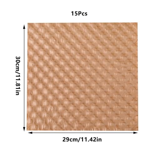 Kraftpapier-Luftpolsterfolie Für Weinflaschen 29 CM x 30 CM 15 Stück Kraftpapier Bubble Polsterblätter Kollisionsverhütung Geschenkpapier Für Umzug Versand Und Geschenkverpackung (Braun, 29x30CM)