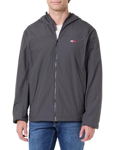 Tommy Jeans Men's TJM Fleece Chicago Jacket Ext Dm0Dm22291 Windbreaker, Grey (Washed Black), S