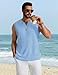 COOFANDY Mens Soft Knitted Undershirt V Neck Tank Top Moisture Wicking Textured Weave for Hot Weather, Light Blue, Small