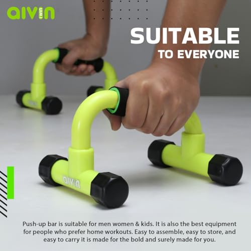 Image of AIVIN Pro-Active Curved Push-Up Bar Home Gym Equipment for Men & Women for Training, Exercise Push up Stand Gym Accessories Home Use for Chest, Pushup Anti-Slip Push Ups Stand (Green)
