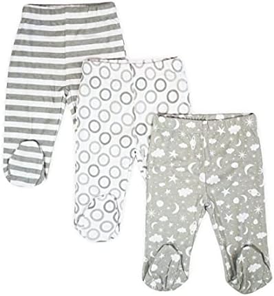 Spasilk 3 Pack Cotton Footed Pants for Baby Boy and Baby Girl — Baby Clothes Unisex — Newborn Baby Pants