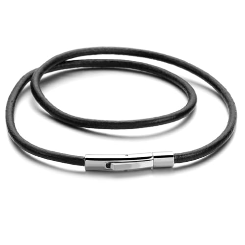 Visxcnu Collar de 3 mm para hombre, cordón de cuero sintético, 51 cm, collar de cuerda negra, cierre de presión, collar de repuesto para colgante, cuero, unisex