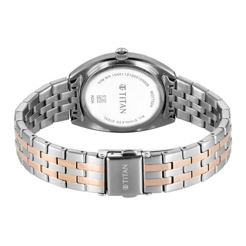 Image of Titan Work Essentials with Silver Dial Silver & Rose Gold Metal Strap Watch for Women - 95377KM01