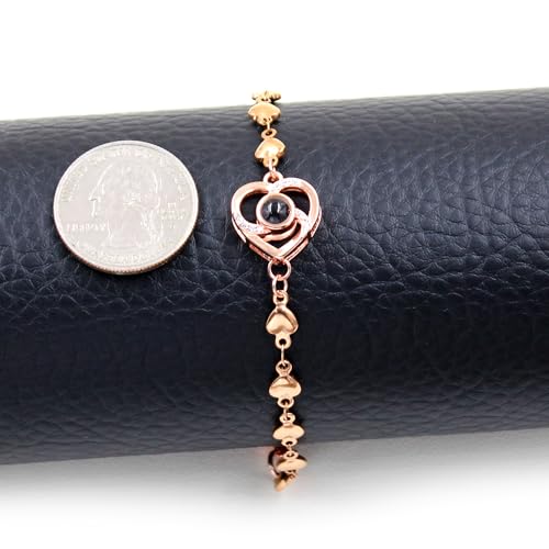 Image of Uloveido Cute Stainless Steel Heart Link Chain Bracelet | 100 Different Languages I Love You Projection Bracelets for Women Girls