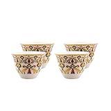Alibabashop - Arabische Mokkatasse dreifarbige Verzierung, edel mit Gold, Schwarz und Rot verzierte Mokka Tasse - 4er Set - 40 ml