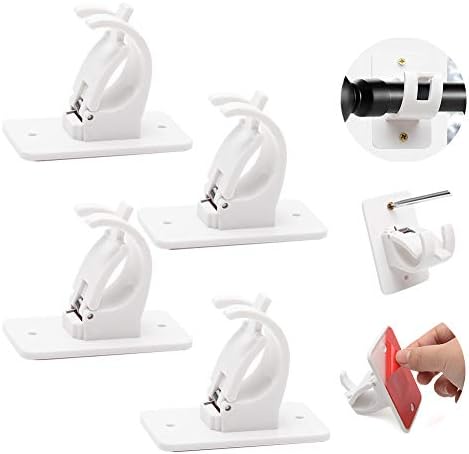 CXOYLL 4 pcs Self Adhesive Curtain Rod Holders w/ Screws, Plastic Wall Hooks Home Decorative Shower Curtain Hanging Pole Mounting Bracket fits for Fix 1-3.8 cm Curtain Rod (White - 4 pcs)