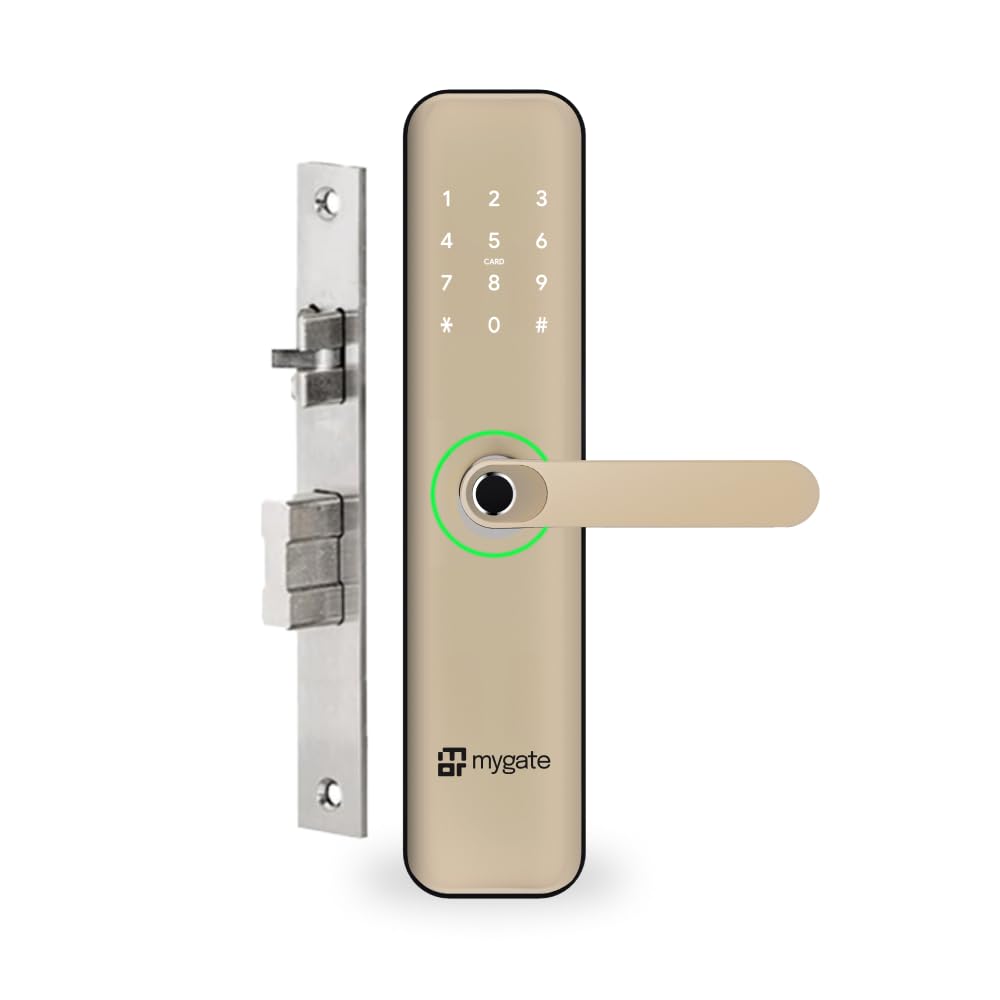 Mygate Aluminium Smart Lock Se | 5 Ways To Unlock | Fingerprint | Mobile App Access | Otp/Pin Access | Rfid Card | Mechanical Key | Decoy Pin Feature | 3-Years Warranty (Clear Champagne) (B0DD49PW4F) Amazon Price History, Amazon Price Tracker