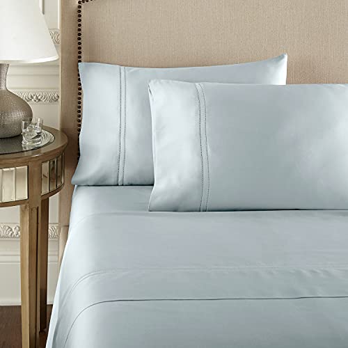 Pure Parima Luxury 100% CEA Certified Egyptian Cotton Sheet Bed Set, Extra-Long Staple, Cool, Breathable, Ultra Comfort, Double Hem-Stitched, Flat, Fitted, and 2 Pillow Cases (Spa, Queen)