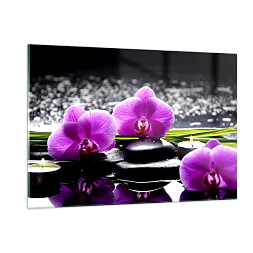 Quadri Moderni Soggiorno Orchidea natura Acqua fiore Quadro su Vetro 120x80cm Stampe da Parete in Vetro Camera da Letto Cucina 1 pezzo Wall Art Grandi XXL Decorazione Murale Immagini GAA120x80-2658