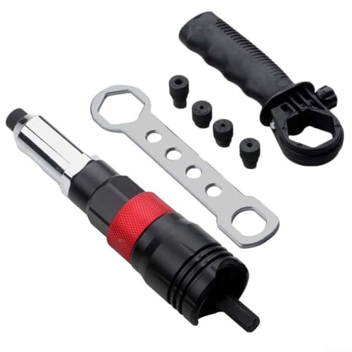 Comgooldool Herramienta de inserción de tuerca de remache de aluminio con adaptador para reparación roscada, para remaches de 2,4 mm a 6,4 mm para montaje de automóviles y muebles