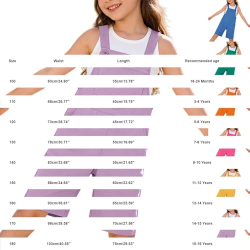 Overol corto para niñas holgado y sin mangas de pierna recta para el verano casual 5