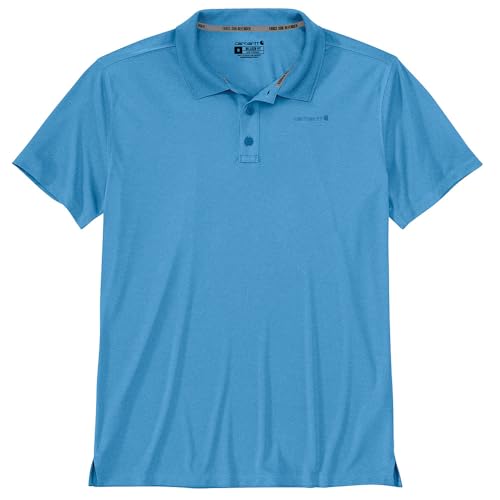 Carhartt Men's Force Sun Defender Relaxed Fit Lightweight Short-Sleeve Polo, Tranquil Blue Heather, Large - image 1