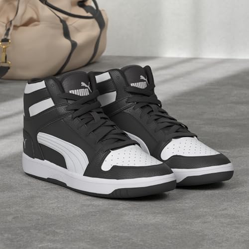 PUMA Mens Rebound Layup Sneaker, Mens black- Mens white, 10.5