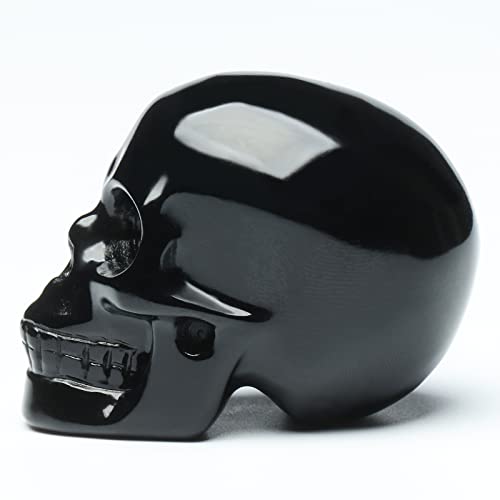 Bmuafry 2''Natural Black Obsidian Crystal Skull Hand Carved Reiki Healing Stone Statue Healing Skull Head Home Office Art Room Decoration #TOP6