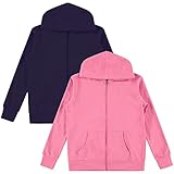 Big Girls Zip Up Hoodie, Kids Full Zipper Hooded Fashion Sweatshirt, Warm Basic Casual Clothing & Da