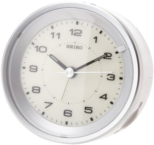 Seiko Bedside Alarm Clock Silver-Tone Metallic Case