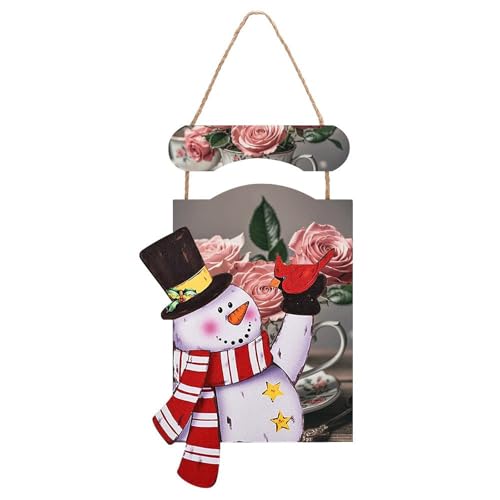 Décoration de Noël romantique bonhomme de neige en bois pour ambiance cosy