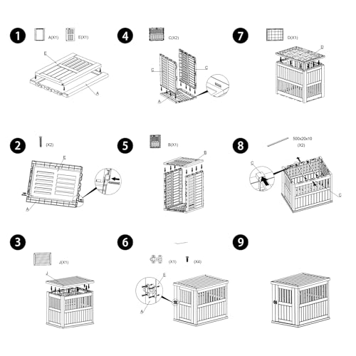 Jatindear Indoor/Outdoor Dog House, Waterproof Durable Plastic with Locking Door, Ventilation and Raised Floor Design, Easy Assembly, Suitable for Small to Medium Dogs, Gray, 29.65”x 21.34” x 25.28” by Jatindear - Used condition - Image 8