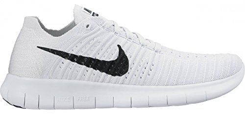 Nike Womens Free Running Motion Flyknit Shoes, White - 7 B(M) US
