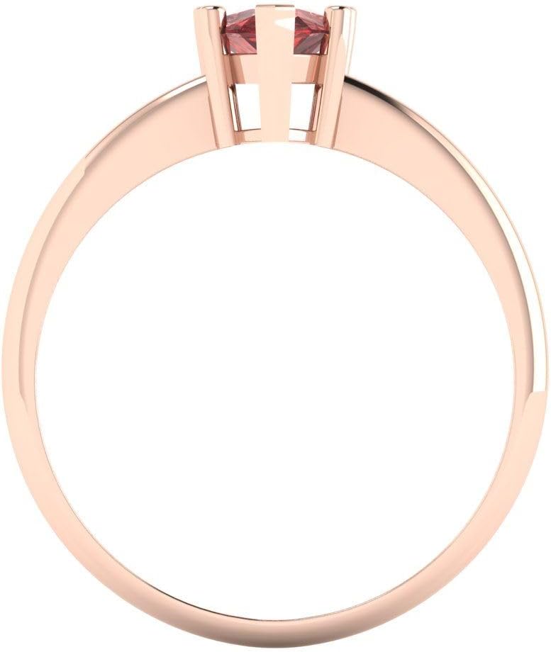 Clara Pucci 14K Solid Rose Gold 1 ctw Garnet Solitaire Ring for Women | Anniversary, Birthday Gift | 8x5mm Pear Cut - Image 4