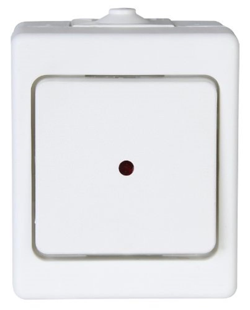Kopp 564602001 Surface-Mounted Control Switch for Damp Locations with Lens and Installed Glow Lamp IP44 Standard