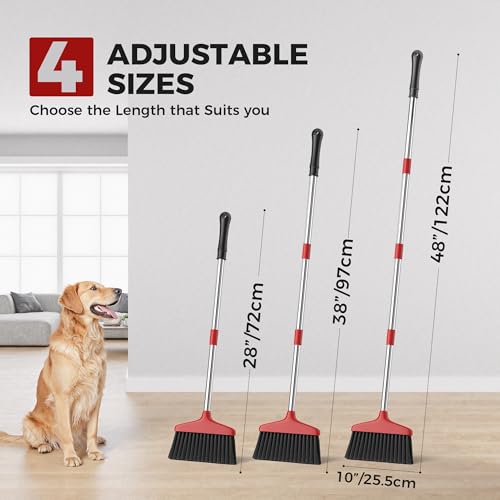 Image of Handy Broom 2Pack, Indoor /Outdoor Brooms, Duty Kitchen Broom, for Home Garage Kitchen Office Courtyard Lobby Patio Lawn Concrete (2, Red)