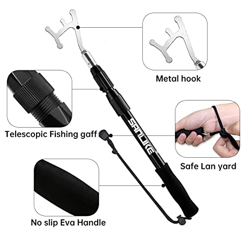 SANLIKE Boat Hook Telescoping Pole Lightweight Extending Handle for Installing and Hanging String Lights, Birdfeeders, Reaching High Places