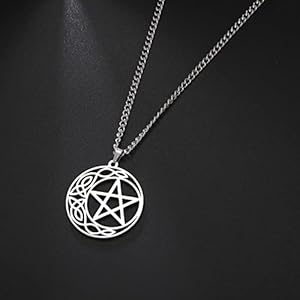 LEEQBCR 1 stuk roestvrij staal kwartet Keltische knoop ketting met ster en halve maan geometrische hanger voor dames vintage sieraden Keltische knoop voor dames zilveren sieraden